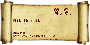 Mik Henrik névjegykártya